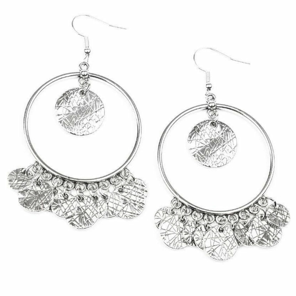 Paparazzi Earrings - Start From Scratch Silver - Picture 3 of 3